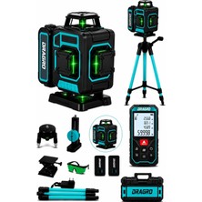 Dragro Premium 16 Köşe Tripodlu Yeşil Lazer Hizalama Terazi 360° Mıknatıslı Çantalı + Lazer Metre