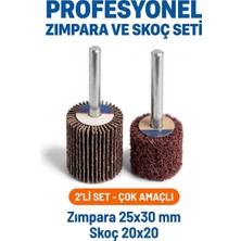 Azimli 25X30 Zımpara + 20X20 mm Skoç Seti 2 Adet Matkap Ucu Temizleme ve Parlatma Mopu
