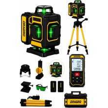 Dragro Premium 16 Köşe Tripodlu Yeşil Lazer Hizalama Terazi 360° Mıknatıslı Çantalı + Lazer Metre