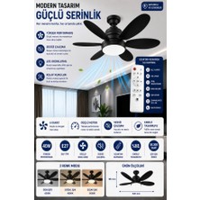 Nextbuy Tavan Tipi Vantilatör E27 Duylu 6 Kanatlı Sessiz Rüzgar Fanlı LED Ampul Dekoratif Iç Mekan Soğutucu Işıklı Tavan Aydınlatma Pervanesi