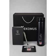 Özel Kutulu Lisanslı Beşiktaş 500 ML Çelik Matara,A6 Suni Deri Bloknot&Tükenmez Kalem,Kupa Altlığı Seti