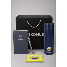 Özel Kutulu Lisanslı Fenerbahçe 500 ML Çelik Matara,A6 Suni Deri Bloknot&Tükenmez Kalem,Kupa,Kupa Altlığı Seti