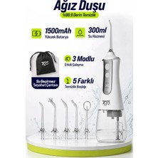 7go 7gmf1 Şarjlı Ağız Duşu (Water Flosser) – 300ML Su Haznesi, 5 Başlıklı Ipx6 Su Geçirmez Diş Temizleme Cihazı