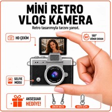 Solvis Mini Dijital Kamera Retro Tasarım Hd Video Selfie Çekim 180° Döndürülebilir Ekran Taşınabilir Kamera