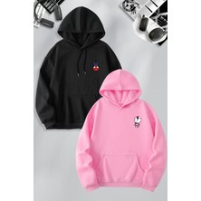Macklin Sevgili Çift Kombin Spiderman ve Hello Kitty Baskılı Tasarım Kapüşonlu Sweatshirt 2'li Set Takım