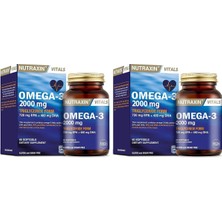 Vitals Omega-3 2000 Mg Epa + Dha Balık Yağı Içeren Takviye Edici Gıda (1 x 60 Kapsül) (2 Paket