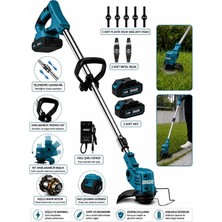 Dragro 21V Kömürsüz Motor Çift Akü Uzatmalı Kollu Çalı Ot Biçme Şarjlı Tırpan 2 Akülü