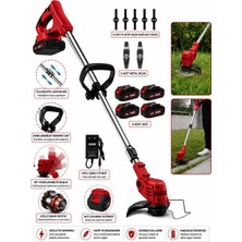 Dragro 21V Kömürsüz Motor Çift Akü Uzatmalı Kollu Çalı Ot Biçme Şarjlı Tırpan 4 Akülü