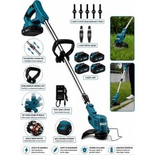 Dragro 21V Kömürsüz Motor Çift Akü Uzatmalı Kollu Çalı Ot Biçme Şarjlı Tırpan 4 Akülü