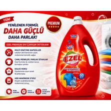 Ezel Premium Sıvı Çamaşır Deterjanı 50 Yıkama – Yenilenen Güçlü Formül, Enzimli, Renk Koruyucu