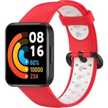 Uryport Xiaomi Redmi Watch 2 Spor Delikli Kordon - Kırmızı-Beyaz