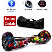 RYDER STAR Elektrikli Kaykay Hoverboard 6.5 Inch Taşıma Çantalı Bluetooth Hoparlörlü Akıllı Denge - Rs-S5 Grafiti Mix