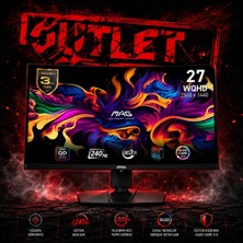 MSI Msı 26.5 Mag 271QPX Qd-Oled E2 2560X1440 (Wqhd) 16:9 Flat 240HZ 0.03MS Freesync Gamıng Monıtor
