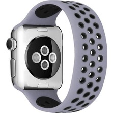 Uryport Apple Watch 42MM Ayarlı Delikli Silikon Kordon - Gri-Siyah