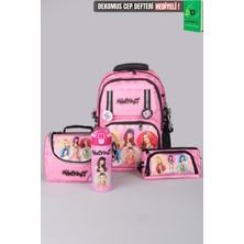 x Dekomus Lisanslı Manifest Toz Pembe Collection Okul,termoslu Beslenme Çantası ve Kalem ÇANTASI,600 ml Çelik Matara Seti