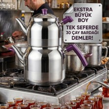 Cinox Hünkar Ekstra Büyük Boy Çelik Çaydanlık | 18/10 304 Paslanmaz | Tek Seferde 30 Bardak Çay