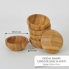 Ness Global Bambu Yuvarlak Çerezlik Bambu Çerez Kasesi Bambu Kase 6 Adet