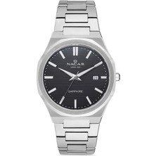 Nacar Safir Cam Gümüş Erkek Kol Saati NC34-290356-ABM