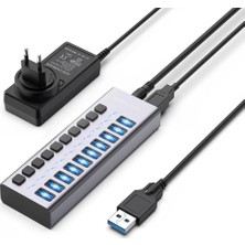 Acasis HS710 10 Port Usb-A 10GBPS USB 3.1, On/off Port Özellikli, Alüminyum Kasa, 48W Güç Adaptörlü, LED Işıklı, USB Çoklayıcı Hub