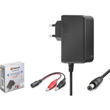 Peace B5056 Akü Şarj Adaptörü 12V 1.2A 14.4W Krokodil Uç Siyah