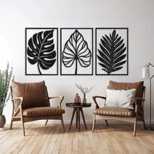 Alpha Metal Design Alpha Metal Desıgn 3’lü Tropikal Yaprak Metal Duvar Tablo Seti – AMD6110