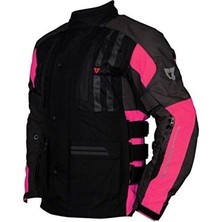 Venom Motosiklet Montu Kadın Tourex 4 Mevsim Ce Sertifikalı Long Touring Layd Motorcu Mont Siyah-Pembe