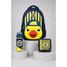 Lisanslı Fenerbahçe Yellow Collection 3D Baskılı Büyük Boy Okul Çantası,500 ML Matara ve Beslenme Kabı Seti