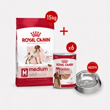 Royal Canin Medıum Adult Kuru Köpek Maması 15 kg +Yaş Mama 6*410GR +Çelik Mam
