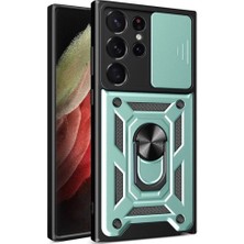 Marsilyan™- Samsung Galaxy S23 Ultra Kılıf Pars Lens Yüzüklü Silikon - Yeşil