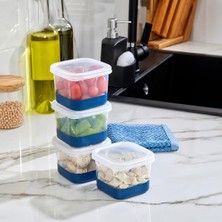 4'lü Set Silikon Tabanlı Dikdörtgen Saklama Kabı 550 Ml, Derin Dondurucu ve Buzluk Uyumlu Difriz