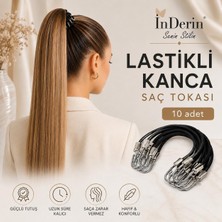 İnderin Kancalı Lastik Saç Tokası Profesyonel At Kuyruğu Topuz Lastiği Siyah 10 Adet