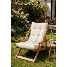 Bysay Puf Minderli Ahşap Kademeli Kollu Şezlong Bahçe&balkon&teras&plaj Katlanır Şezlong Nature
