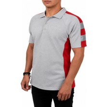 Tikpaket Polo Yaka Kırmızı Gri Çift Renk Iş Tişört