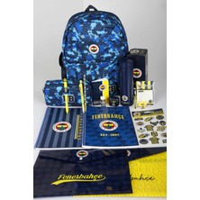 Lisanslı Fenerbahçe Full Kırtasiye Seti Kamuflaj Büyük Boy Lise Okul Çantası,Kalem Çantası ve 500 ML Çelik Termos Seti