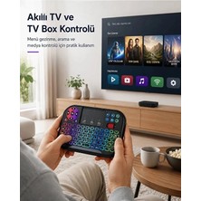 Zenviaa Rgb Işıklı Mini Kablosuz Klavye Touchpad Combo, Bluetooth ve 2.4g Smart Tv Kumandası Znv