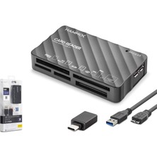 İetop Ietop HDX7064 USB Type-C 3.1 Gen1 All In One Kart Okuyucu Cf Sd Microsd Ms Xd 5 Gbps Siyah
