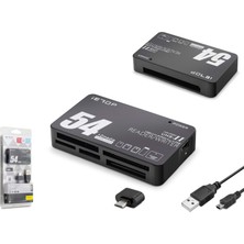 İetop Ietop TC209 USB Type-C All In One Kart Okuyucu Sd Microsd Mmc Ms 480 Mbps Siyah