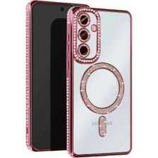Marsilyan™- Samsung Galaxy S25 Kılıf Joke Simli Magneticsafe Kılıf - Pembe