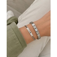 Moonpiece Collection Kişiye Özel Çelik Baskılı Bileklik Hediye Sevgili Arkadaş Çelik Isimli