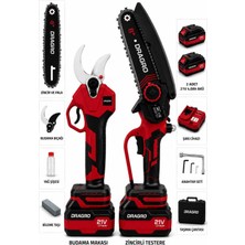 Dragro 21V Çift Akülü Bl Motor Çelik Şanzıman Dal Budama Makası 50MM & Testeresi Pa La 20CM