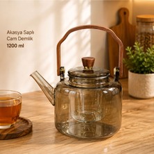 Tbl Dekor Akasya Saplı Demlik - 1200 ml - Borosilikat Cam