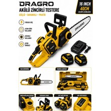 Dragro Profesyonel Kömürsüz 40V Akülü Zincirli Testere Çift Bataryalı 40CM Pa La Yüksek Güç Ağaç Kesim