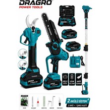 Dragro 21V Çift Akülü Bl Motor Çelik Şanzıman Dal Budama Makası 50MM & Testeresi Pa La 20CM