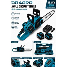 Dragro Profesyonel Kömürsüz 40V Akülü Zincirli Testere Çift Bataryalı 40CM Pa La Yüksek Güç Ağaç Kesim