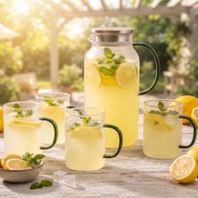 Tbl Dekor 5 Parça Bardaklı Sürahi Seti - Cam - 1800 ml Sürahi - 4 Bardak