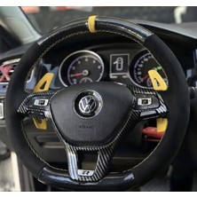 Stilix Garage Golf 7 Jetta Passat Tiguan Polo F1 Araca Özel Dikmeli Direksiyon Kılıfı 5d Kristal Alcantra Yüzüklü