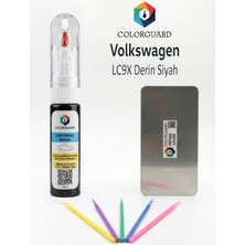 COLORGUARD Volkswagen LC9X Derin Siyah Rötuş Seti - 2 si 1 Arada İğne ve Fırça Uçlu Şişe, Rötuş Çeliği ve Rötuş Çubuğu
