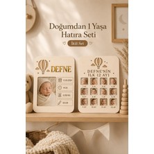 Lazerra Home Kişiye Özel Bebek Doğum Panosu ve Ilk 12 Ay Fotoğraf Panosu Ikili Anı Seti