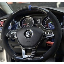 Stilix Garage Golf 7 Jetta Passat Tiguan Polo F1 Araca Özel Dikmeli Direksiyon Kılıfı 5d Kristal Alcantra Yüzüklü