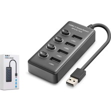 Hadron HDX7049 USB Anahtarlı Hub 4 Port 480 Mbps Siyah